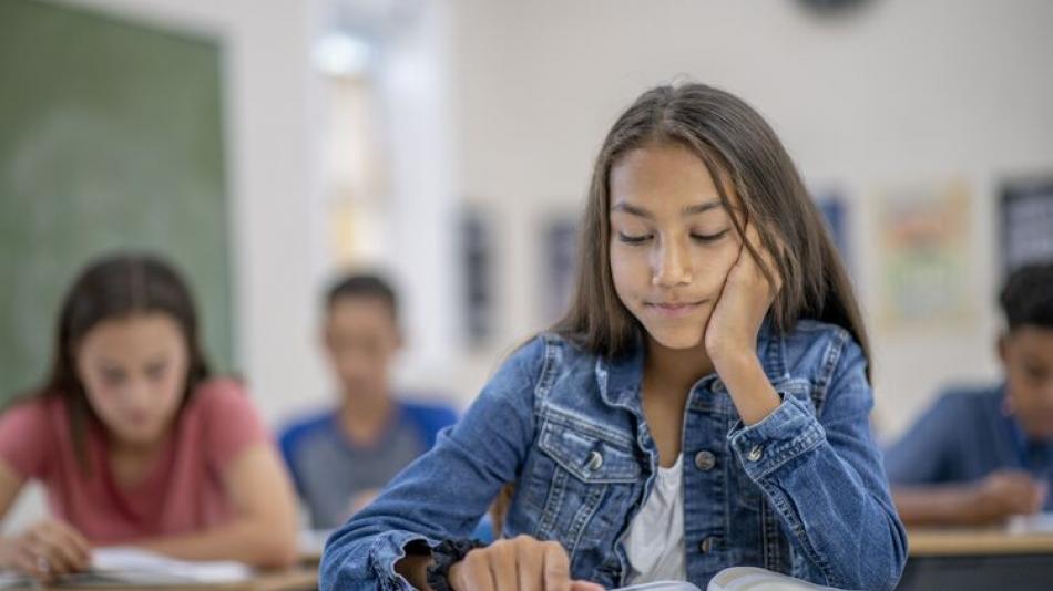 A girl reading a book
