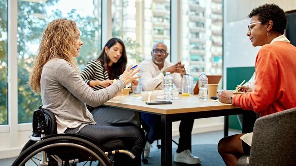 A group of people engaged in a discussion